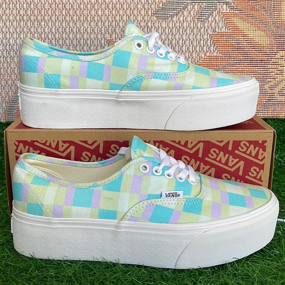 Vans WMNS Authentic Stacked Pastel Picnic Mixed Plaid VN0A5KXXPPS Platfo…